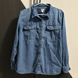 L.L. Bean Denim Button Down Shirt Women's Size LP
